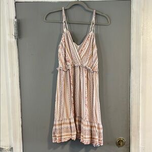 B. blue collection Cream Tan Mini Sundress‎ with Ruffled Hem Size S